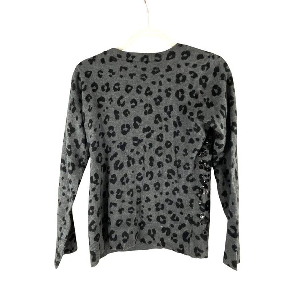 I.N.C International Concepts Sequin Leopard Print Sweater Grey Black L Artsy Dre - Picture 2 of 7